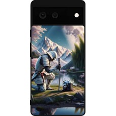 Google Pixel 6 Case Hülle - Silikon schwarz Samurai Katana Mond