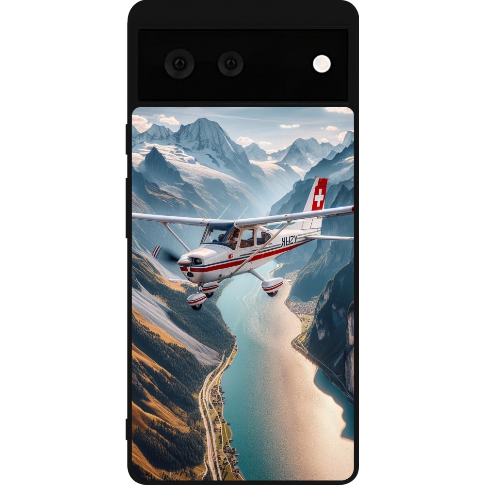 Google Pixel 6 Case Hülle - Silikon schwarz Schweizer Alpenflug