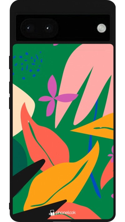 Google Pixel 6a Case Hülle - Silikon schwarz Abstract Jungle