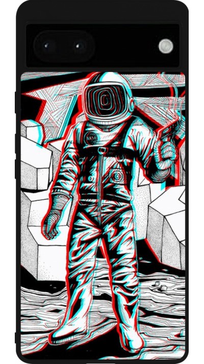 Google Pixel 6a Case Hülle - Silikon schwarz Anaglyph Astronaut