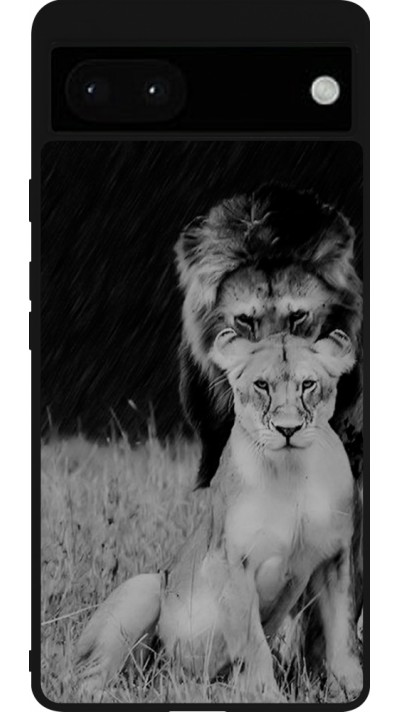 Google Pixel 6a Case Hülle - Silikon schwarz Angry lions