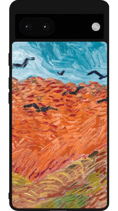 Google Pixel 6a Case Hülle - Silikon schwarz Autumn 22 Van Gogh style