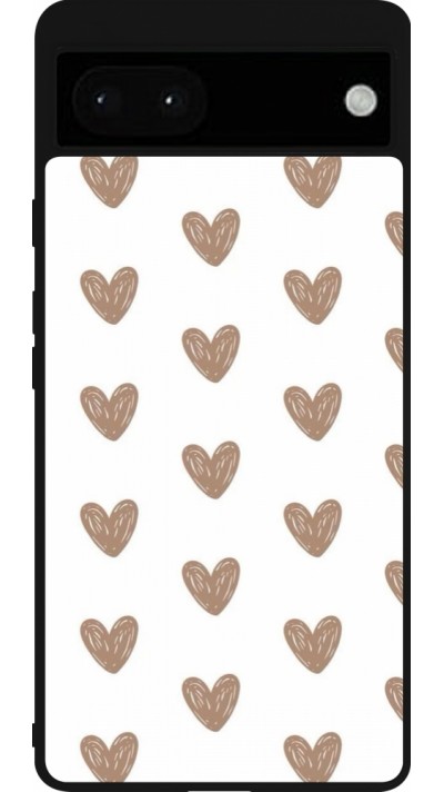 Google Pixel 6a Case Hülle - Silikon schwarz Autumn 2024 brown hearts