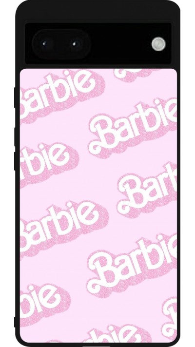 Google Pixel 6a Case Hülle - Silikon schwarz Barbie light pink pattern