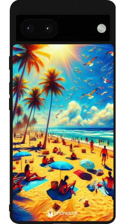 Google Pixel 6a Case Hülle - Silikon schwarz Sommer Paradies Farbe