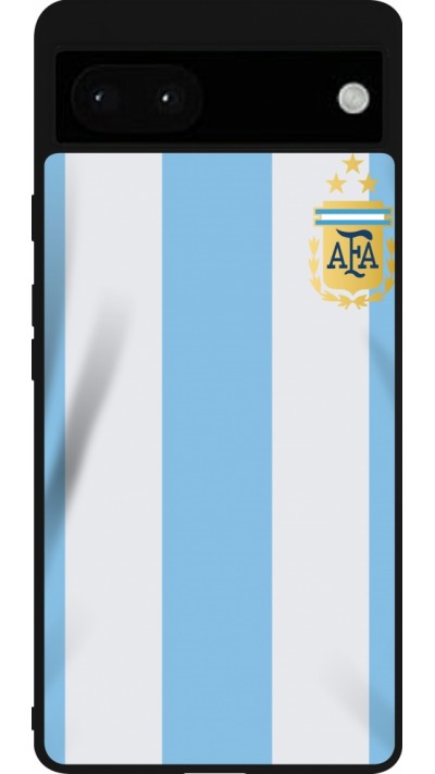 Google Pixel 6a Case Hülle - Silikon schwarz Argentinien 2022 personalisierbares Fussballtrikot