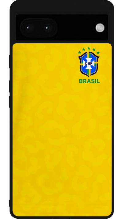 Google Pixel 6a Case Hülle - Silikon schwarz Brasilien 2022 personalisierbares Fußballtrikot