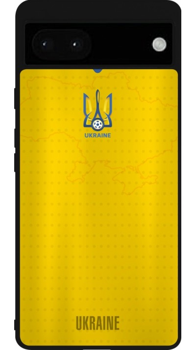 Coque Google Pixel 6a - Silicone rigide noir Maillot de football Ukraine