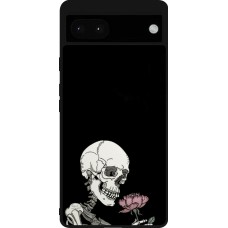 Google Pixel 6a Case Hülle - Silikon schwarz Halloween 2023 rose and skeleton