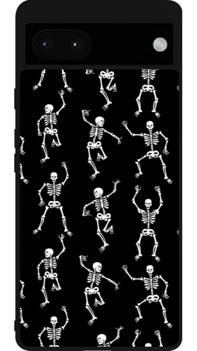 Google Pixel 6a Case Hülle - Silikon schwarz Halloween 2024 dancing skeleton