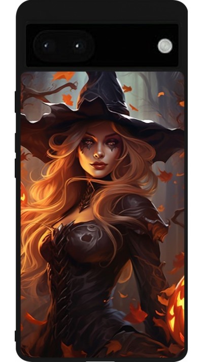 Google Pixel 6a Case Hülle - Silikon schwarz Halloween 2024 sexy witch