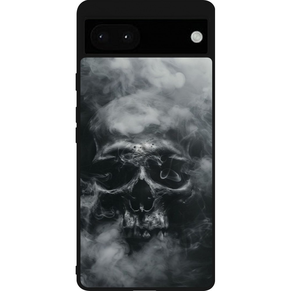 Google Pixel 6a Case Hülle - Silikon schwarz Halloween 2024 smoky skull