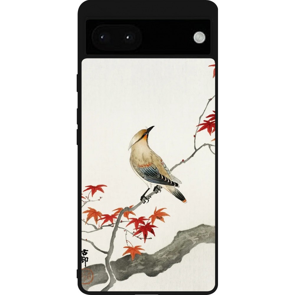 Google Pixel 6a Case Hülle - Silikon schwarz Japanese Bird