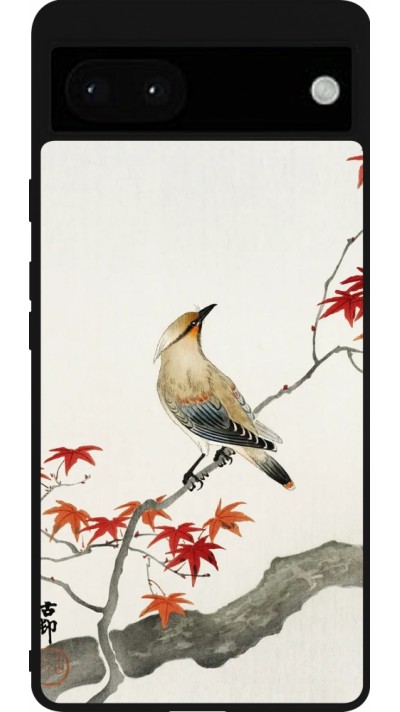 Google Pixel 6a Case Hülle - Silikon schwarz Japanese Bird