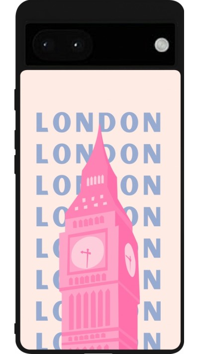 Google Pixel 6a Case Hülle - Silikon schwarz London Pink Print