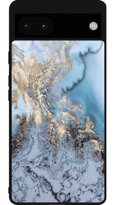 Google Pixel 6a Case Hülle - Silikon schwarz Marble 04