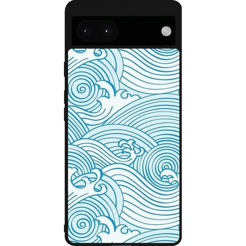 Google Pixel 6a Case Hülle - Silikon schwarz Ocean Waves