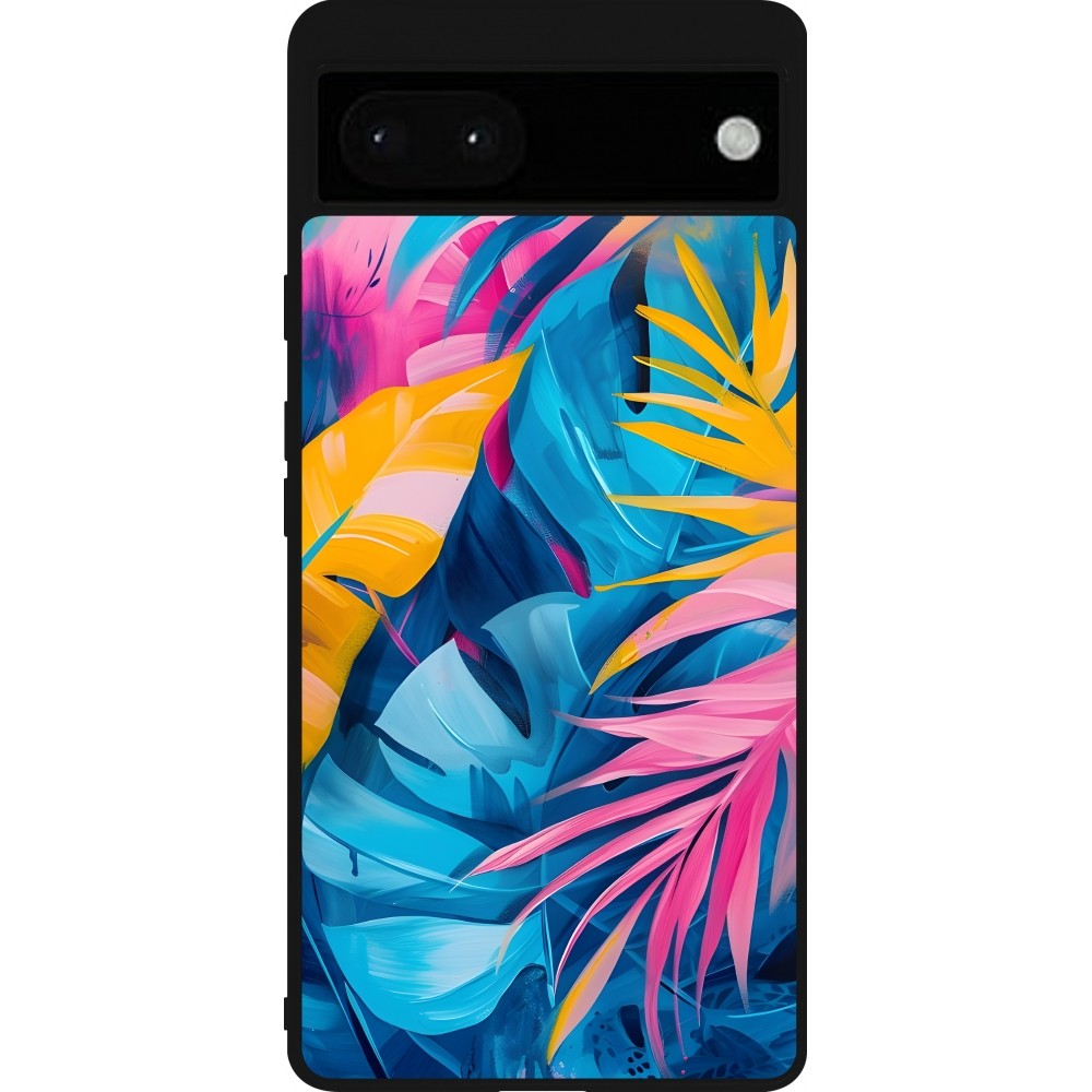 Google Pixel 6a Case Hülle - Silikon schwarz Palms Blue