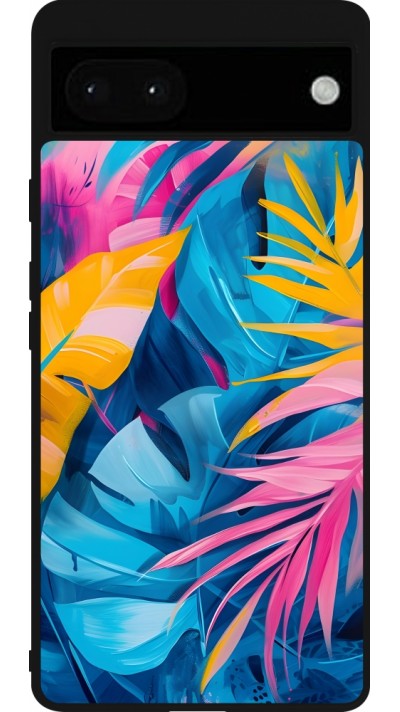 Google Pixel 6a Case Hülle - Silikon schwarz Palms Blue