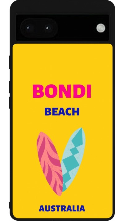 Google Pixel 6a Case Hülle - Silikon schwarz Pop Summer Destination Bondi