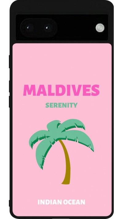 Google Pixel 6a Case Hülle - Silikon schwarz Pop Summer Destination Maldives