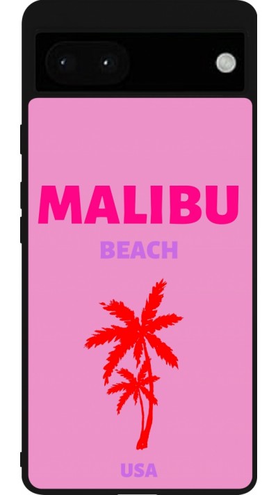 Google Pixel 6a Case Hülle - Silikon schwarz Pop Summer Destination Malibu