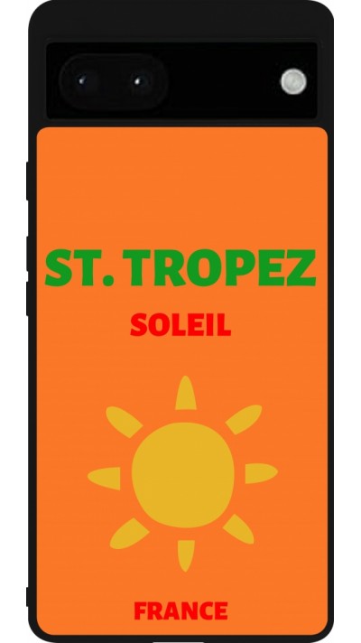 Google Pixel 6a Case Hülle - Silikon schwarz Pop Summer Destination St-Tropez