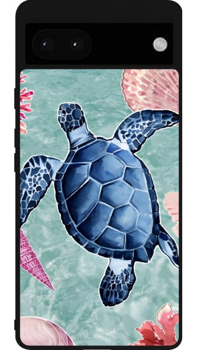 Google Pixel 6a Case Hülle - Silikon schwarz Preppy Turtle