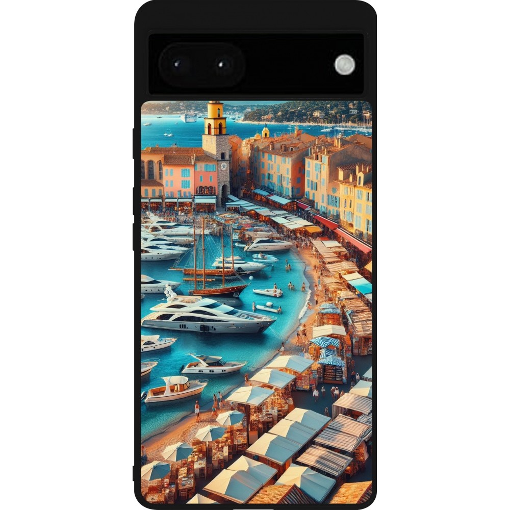 Google Pixel 6a Case Hülle - Silikon schwarz Saint-Tropez Strand