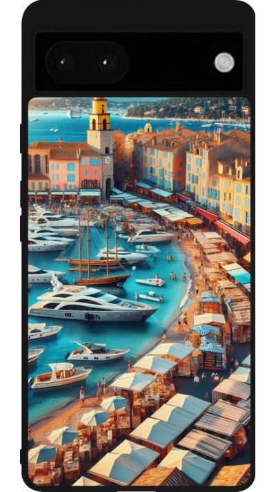 Google Pixel 6a Case Hülle - Silikon schwarz Saint-Tropez Strand