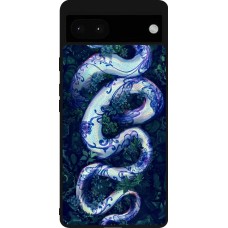 Google Pixel 6a Case Hülle - Silikon schwarz Snake Blue Anaconda