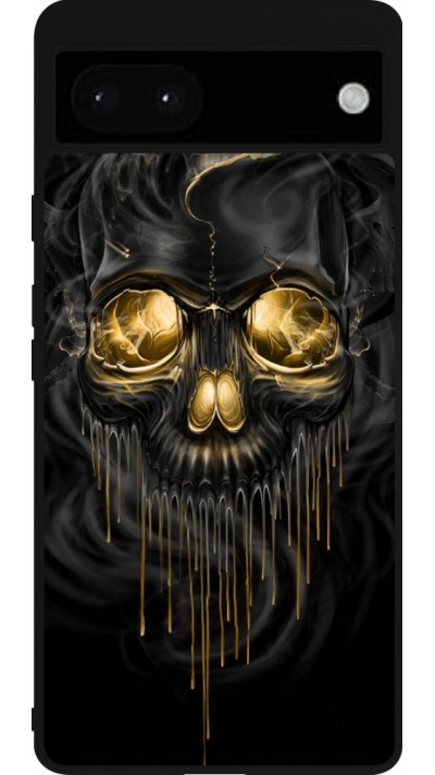 Google Pixel 6a Case Hülle - Silikon schwarz Skull 02