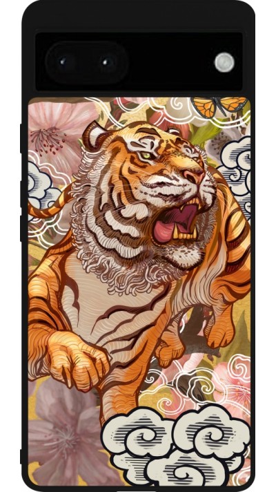 Google Pixel 6a Case Hülle - Silikon schwarz Spring 23 japanese tiger