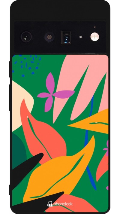 Google Pixel 6 Pro Case Hülle - Silikon schwarz Abstract Jungle