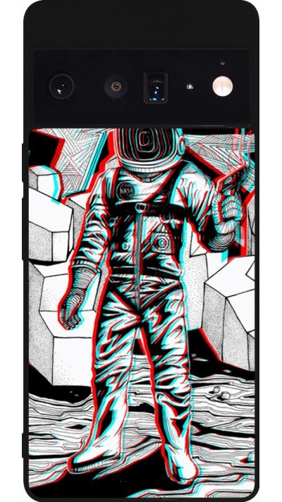 Google Pixel 6 Pro Case Hülle - Silikon schwarz Anaglyph Astronaut