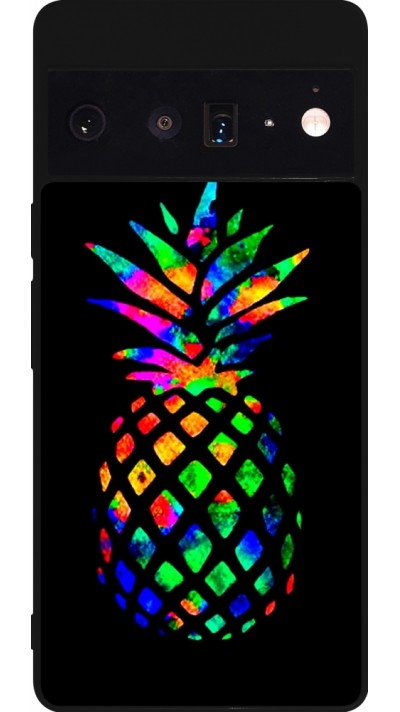 Google Pixel 6 Pro Case Hülle - Silikon schwarz Ananas Multi-colors