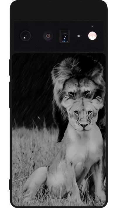 Google Pixel 6 Pro Case Hülle - Silikon schwarz Angry lions