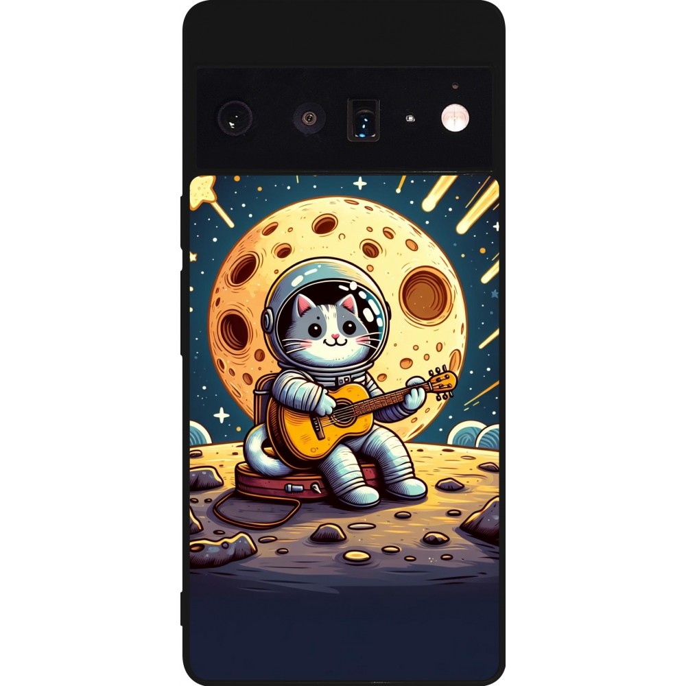 Google Pixel 6 Pro Case Hülle - Silikon schwarz AstroKatze RockMond