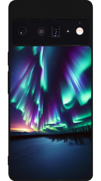 Google Pixel 6 Pro Case Hülle - Silikon schwarz Funkelndes Nordlicht