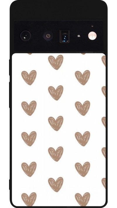 Google Pixel 6 Pro Case Hülle - Silikon schwarz Autumn 2024 brown hearts