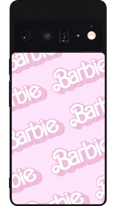 Google Pixel 6 Pro Case Hülle - Silikon schwarz Barbie light pink pattern