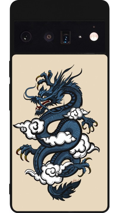 Google Pixel 6 Pro Case Hülle - Silikon schwarz Blue Dragon Tattoo