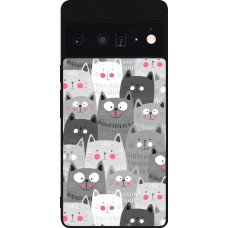 Google Pixel 6 Pro Case Hülle - Silikon schwarz Katzenschwärme