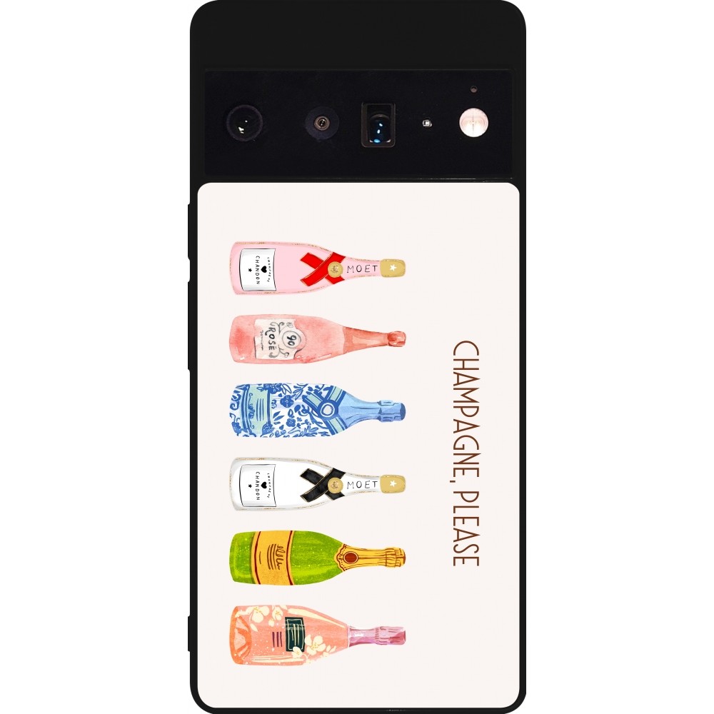 Google Pixel 6 Pro Case Hülle - Silikon schwarz Champagne Please