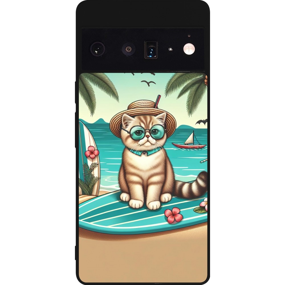 Google Pixel 6 Pro Case Hülle - Silikon schwarz Chat Surf Stil