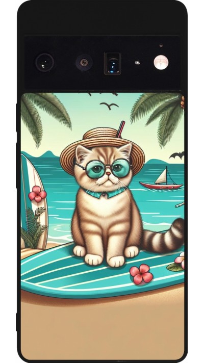 Google Pixel 6 Pro Case Hülle - Silikon schwarz Chat Surf Stil