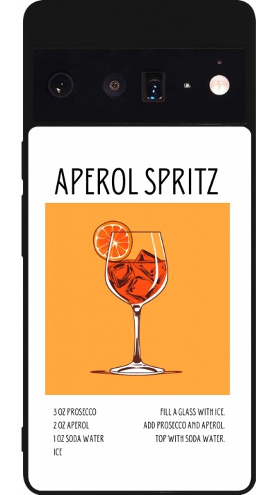 Google Pixel 6 Pro Case Hülle - Silikon schwarz Cocktail Rezept Aperol Spritz