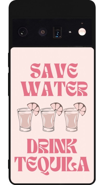 Google Pixel 6 Pro Case Hülle - Silikon schwarz Cocktail Save Water Drink Tequila