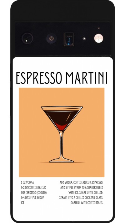 Google Pixel 6 Pro Case Hülle - Silikon schwarz Cocktail Rezept Espresso Martini