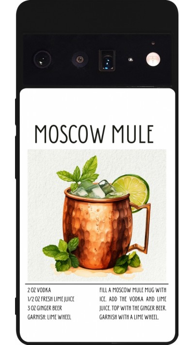 Google Pixel 6 Pro Case Hülle - Silikon schwarz Cocktail Rezept Moscow Mule